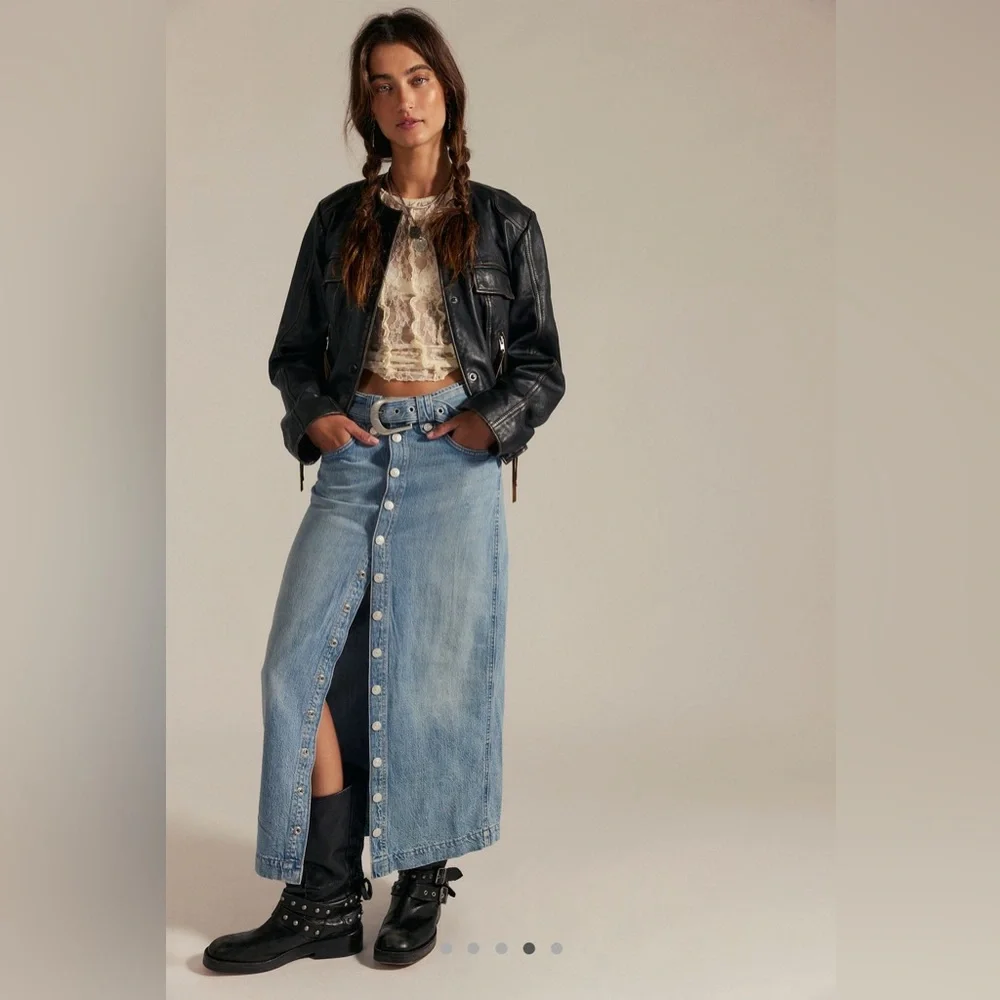 We The Free Dark Brown Button-Front Pencil Skirt - Picture 11 of 12